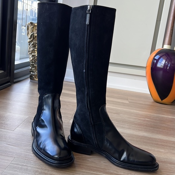 Jill Sander made in Italy leather & suede trim 8M(38) black riding boots - Picture 3 of 16